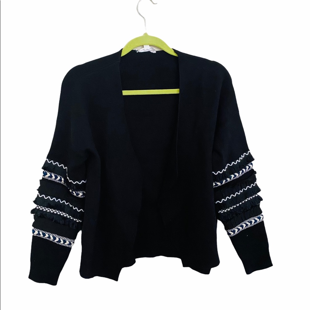 THML Ruffle Sleeve Ruffle Fringe Cardigan